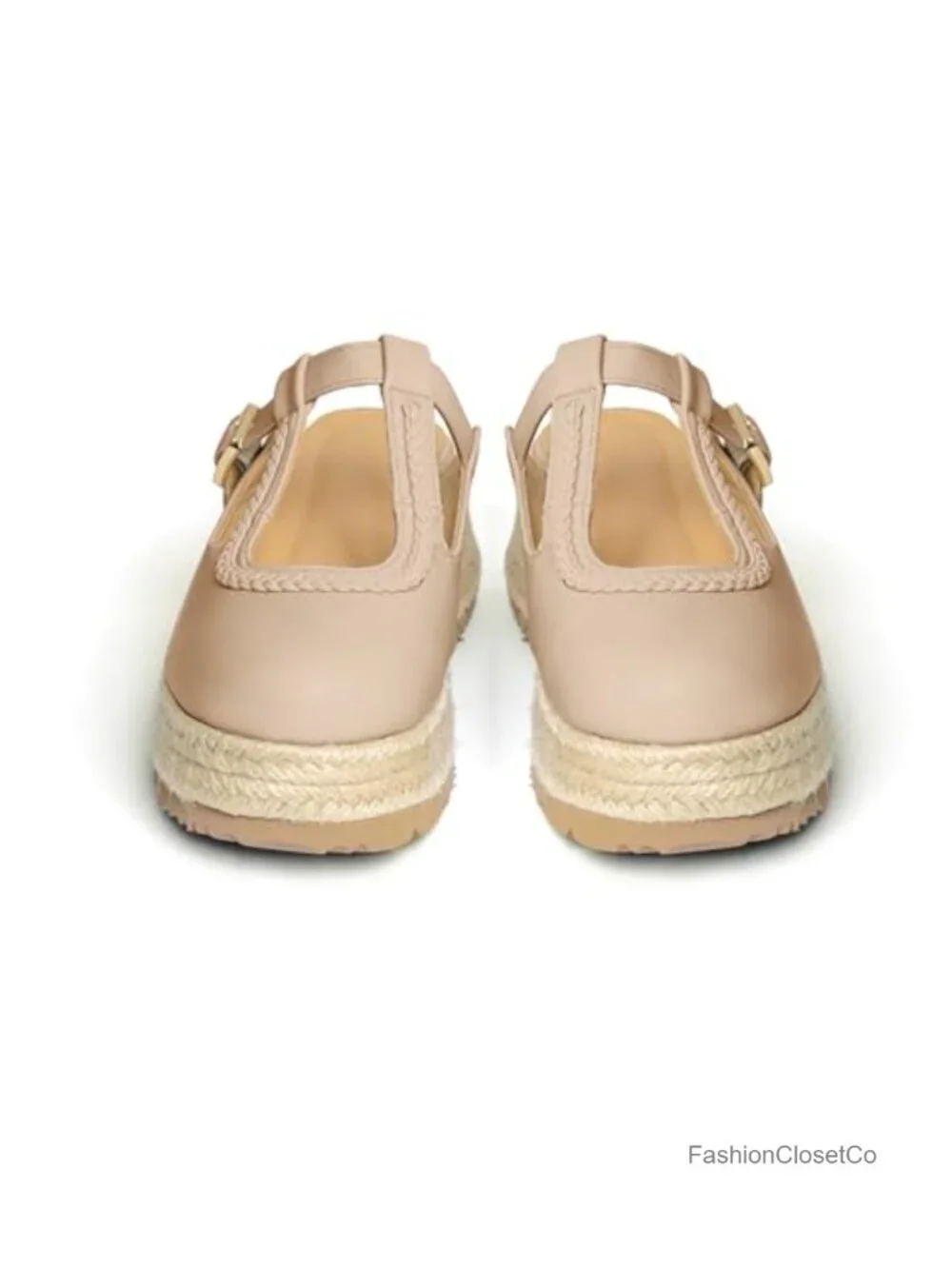 Platform Espadrilles Wedge Sandals Round Closed Toe Mary Jane Dress Shoes Slip